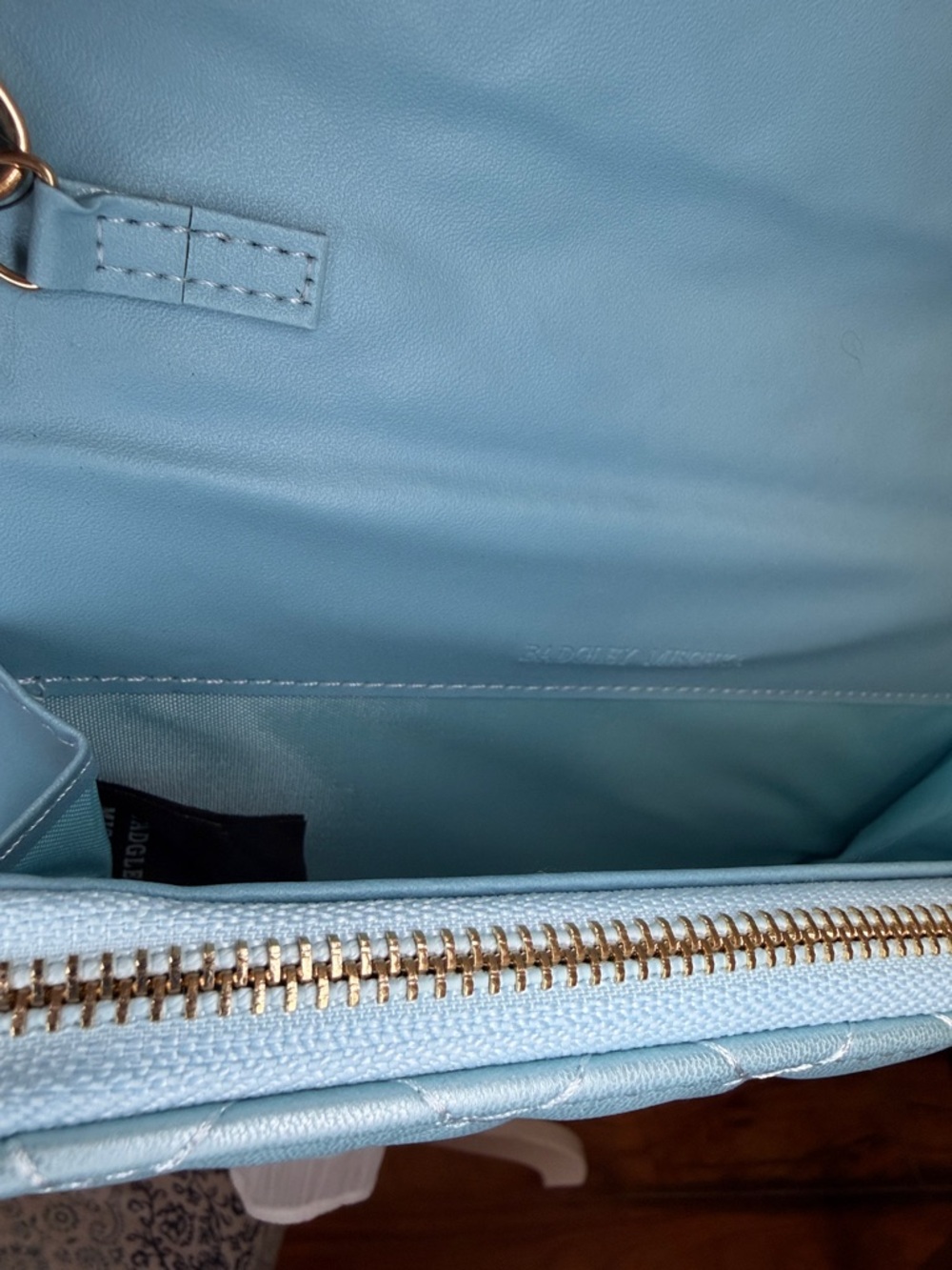 Bagley Mischka NWT RETAIL $68 aqua  quilted Crossbody bag, 8x6appx - Picture 8 of 10